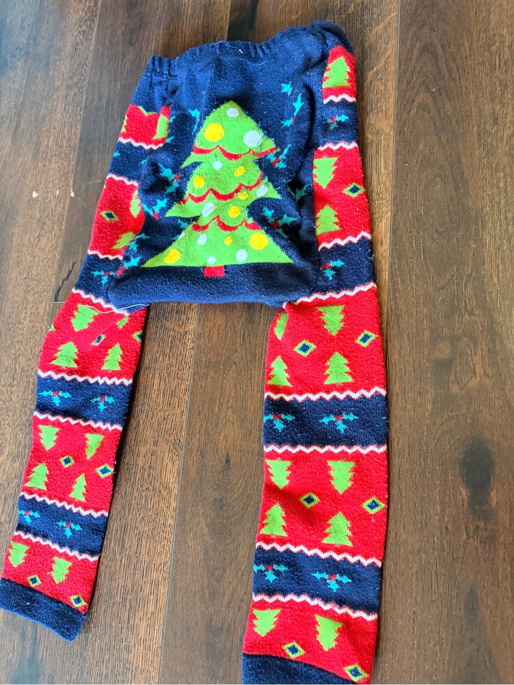 Doodle Christmas/ Holiday Tree Knit toddler Leggings - Navy & Red size 18-24M